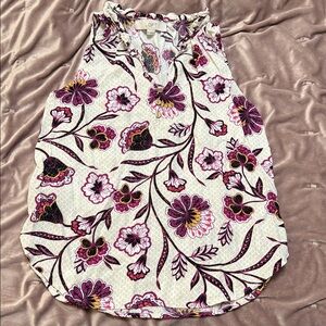 LOFT Purple and White Floral Top